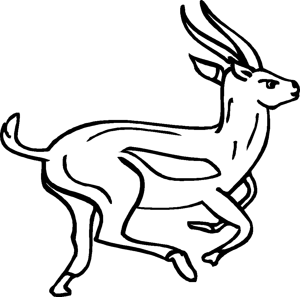 1024x1015 Running Antelope Coloring Page