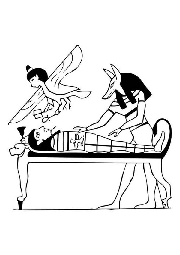 600x847 Anubis Embalm Mummy Realistic Coloring Page