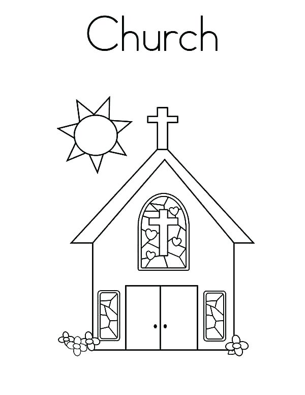 600x776 Building Coloring Page Church Building Coloring Page Image Top