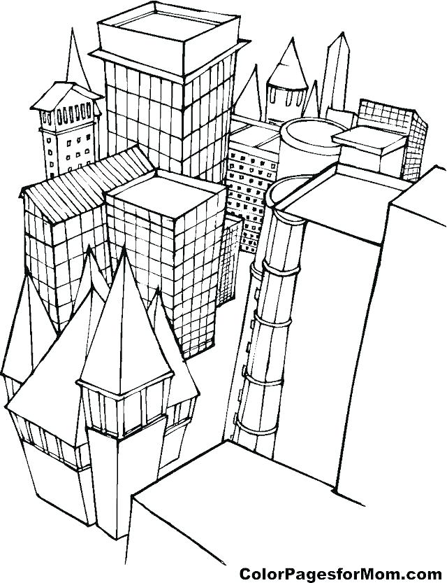 640x833 And Community Building Coloring Pages