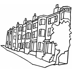 300x300 Apartment Buildings On The Street Coloring Page