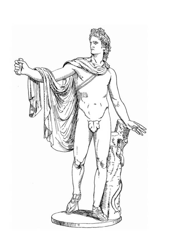 600x850 Apollo Statue From Greek Gods And Goddesses Coloring Page