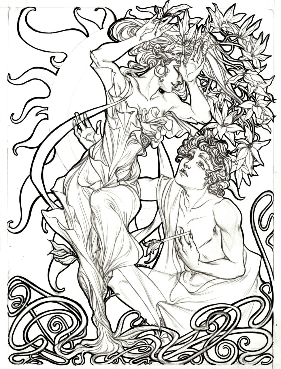 975x1280 Apollo And Daphne Art Adult Coloring, Greek