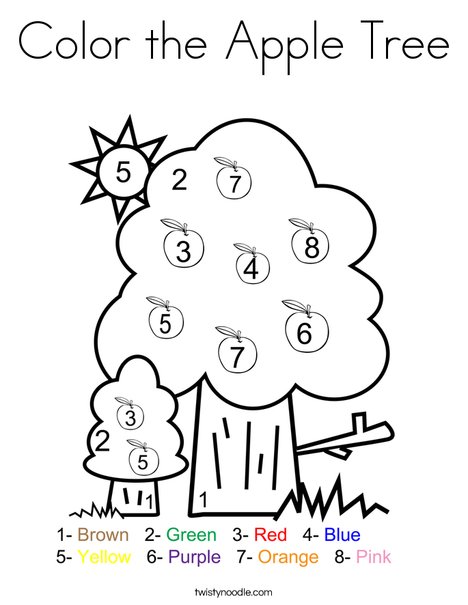 468x605 Color The Apple Tree Coloring Page