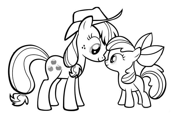 600x440 My Little Pony Applejack And Apple Bloom Coloring Page