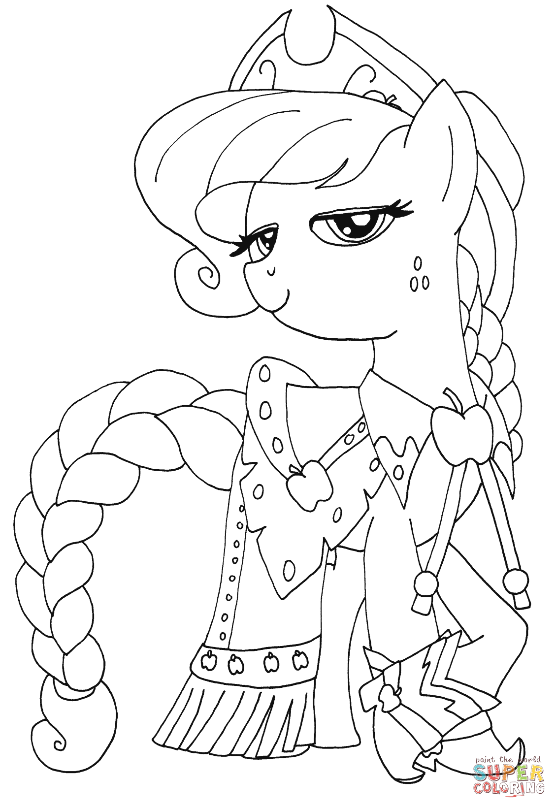 1129x1641 Princess Applejack From My Little Pony Coloring Page