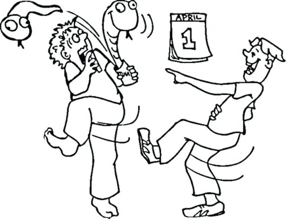 600x448 April Coloring Pages Fools Getting Surprised On Fools Day Coloring