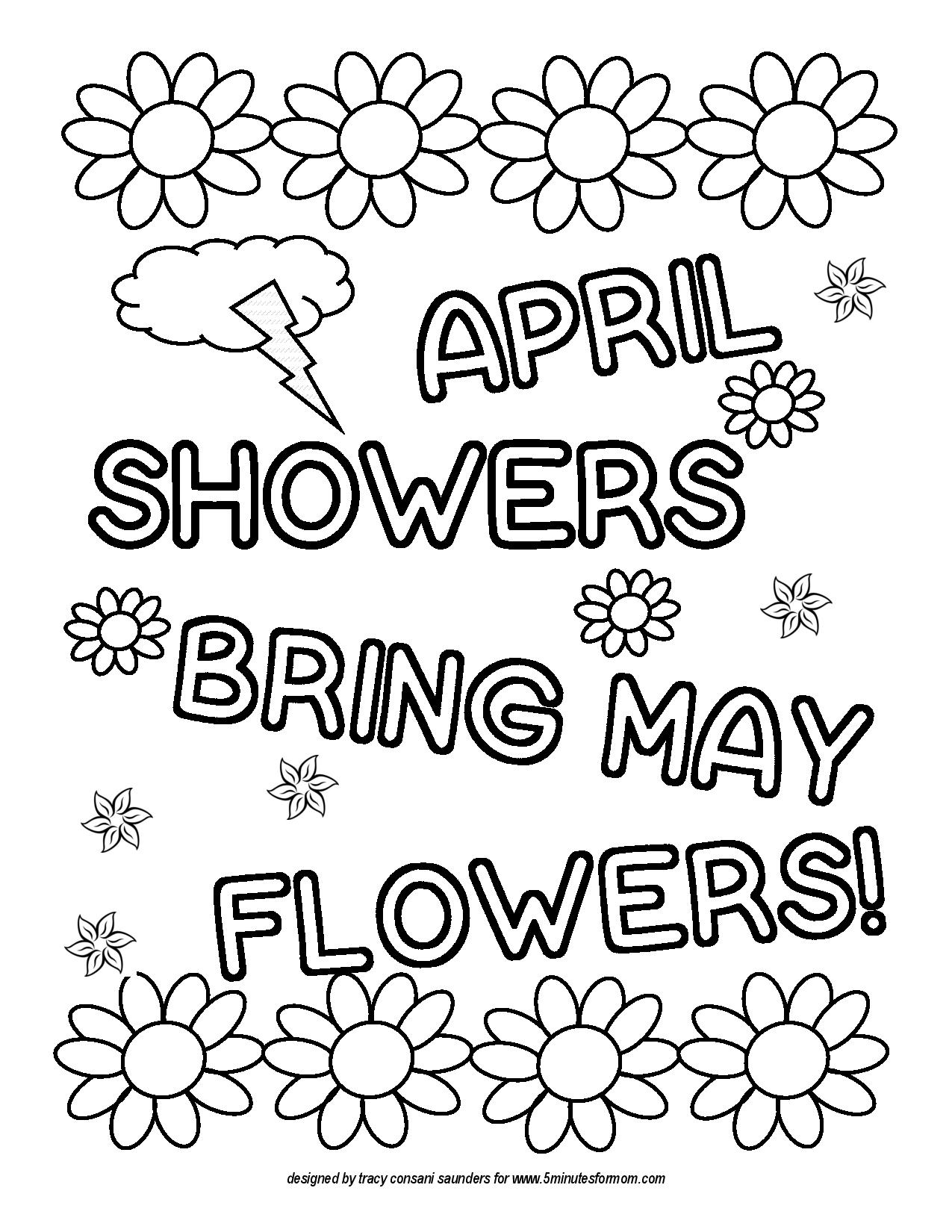 1275x1650 April Showers Coloring Pages With In Raindrop Within
