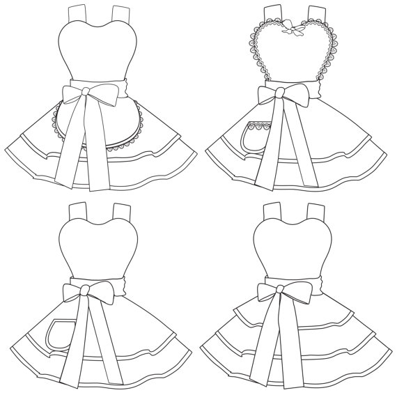 570x577 Design Your Own Apron 4 Coloring Pages Digital Instant Download