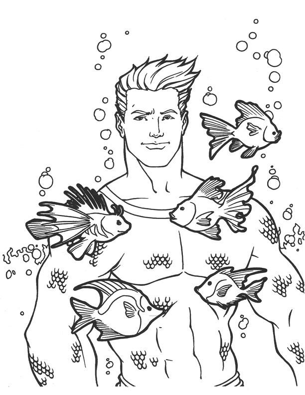 612x792 Aquaman Coloring 4 Kids Dc Super Hero's Amp Pets