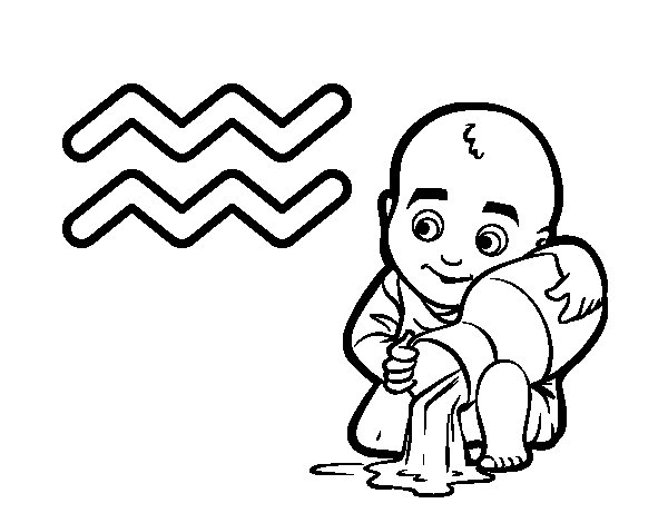 600x470 Aquarius Horoscope Coloring Page