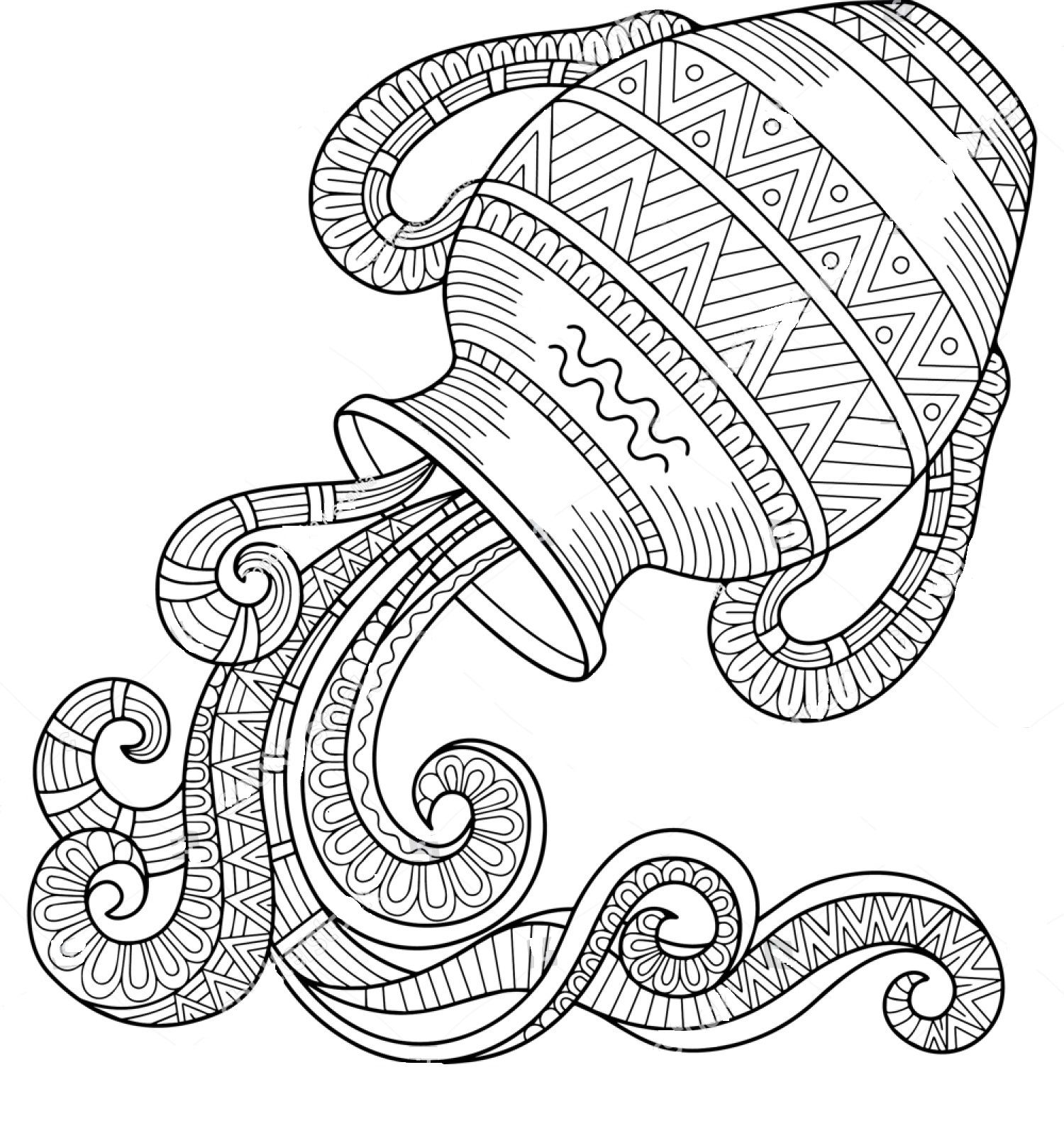 1500x1580 Aquarius Horoscope Zentangle Coloring Page Zentangle Coloring