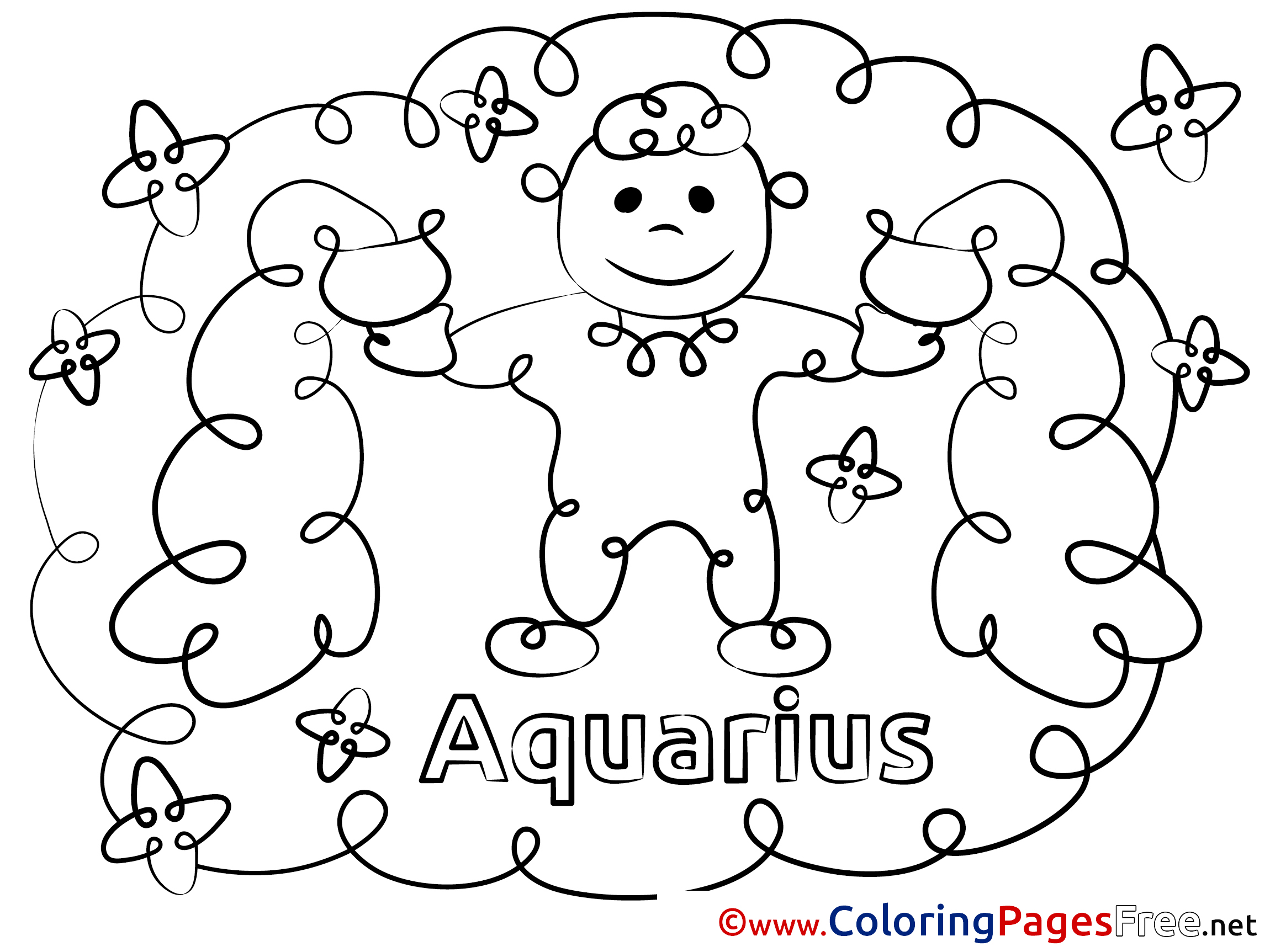 2300x1725 Aquarius Kids Happy Birthday Coloring Page