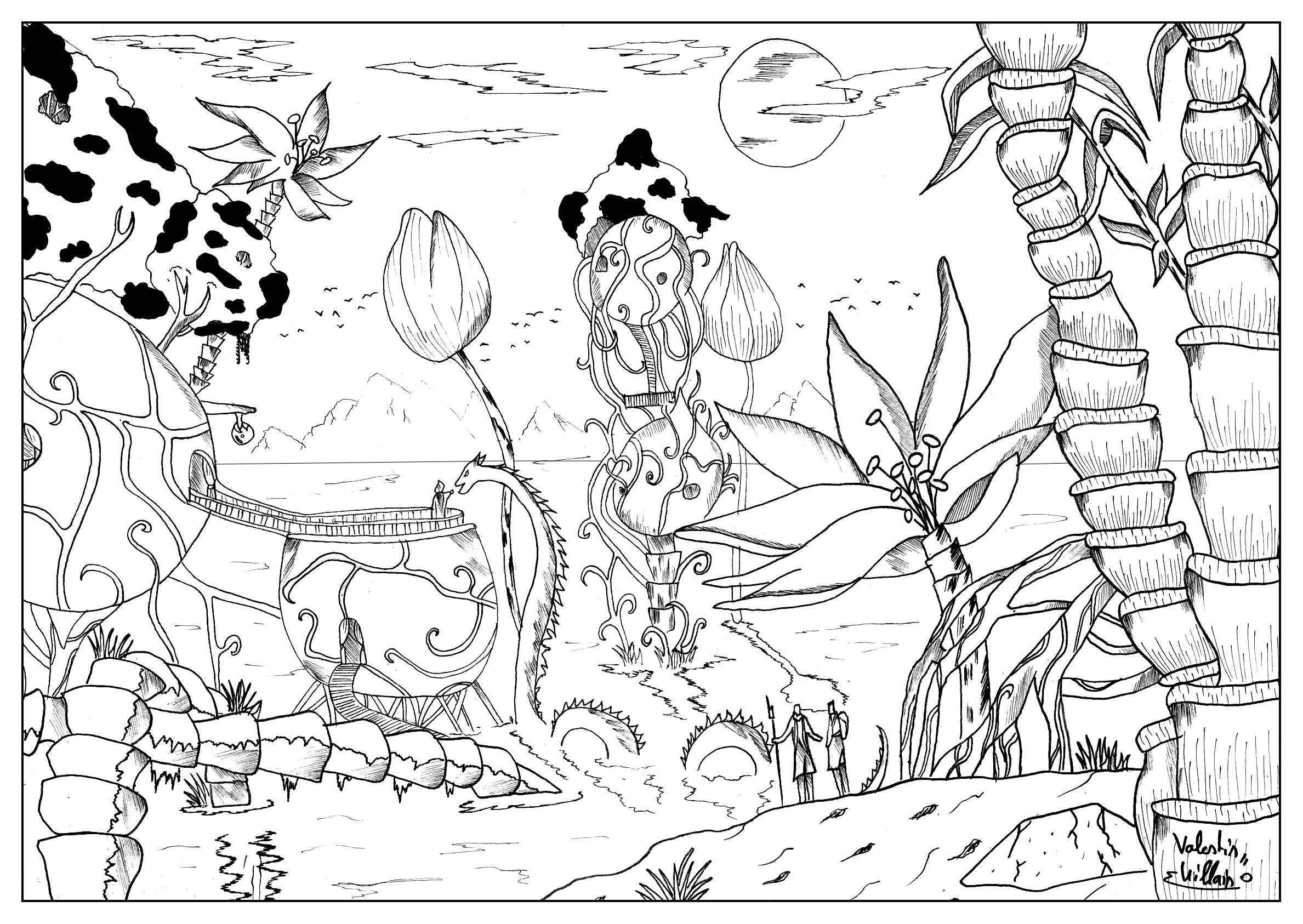 2377x1686 Coloring Landscape By Valentin