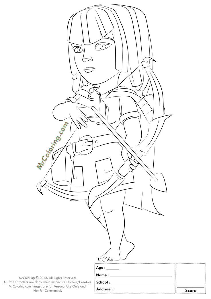 736x1041 Free Printable Clash Clans Archer Coloring Pages 1 Clash