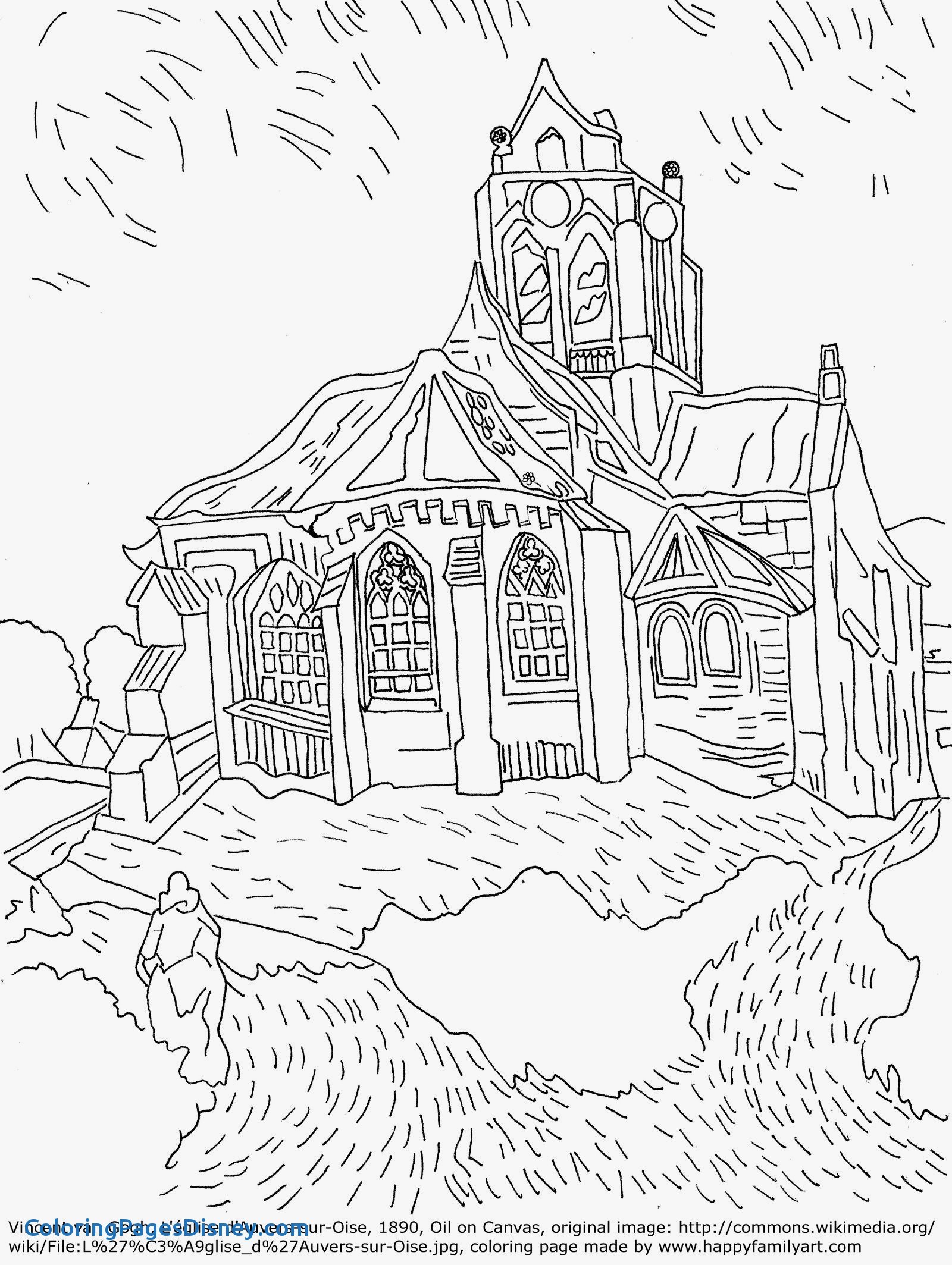 1600x2127 Architecture Coloring Pages Awesome Vangoghchurchmedium