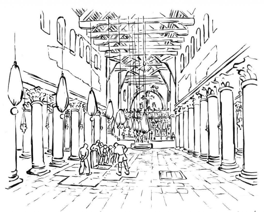 1024x820 Building Of Basilica Architecture Coloring Page