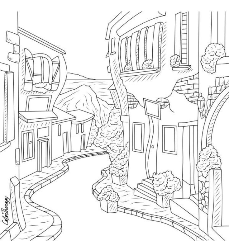 735x774 367 Best Architecture Coloring Pages For Adults Images