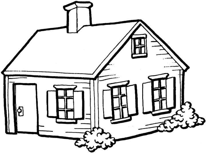 720x536 Small House In The Village Architecture Coloring Page