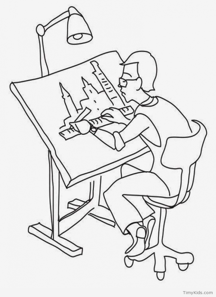 745x1024 Architect Drawing Coloring Timykids