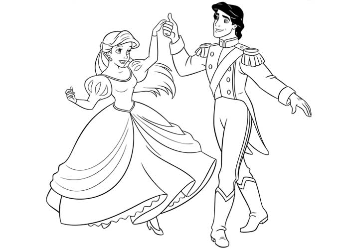 700x500 Disney Ariel And Eric Coloring Pages