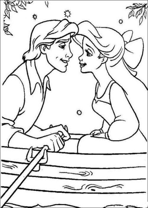 500x700 Romantic Dinner Between Ariel And Eric Coloring Page Cartoon