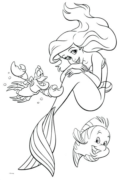 439x600 The Little Mermaid Coloring Pages Ariel And Flounder Kids Best