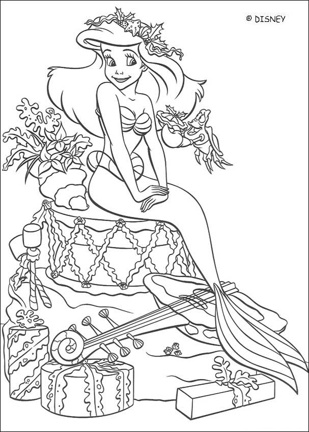 607x850 Ariel, Flounder And Sebastian Coloring Pages
