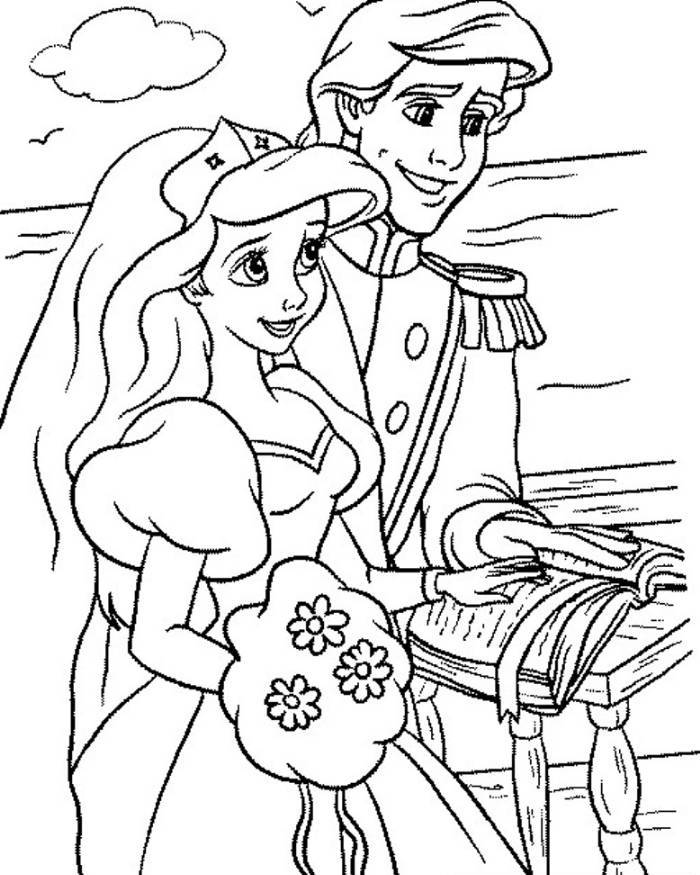 700x875 Disney Ariel And Eric Coloring Pages
