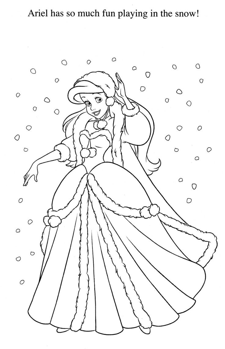 Ariel Christmas Coloring Pages