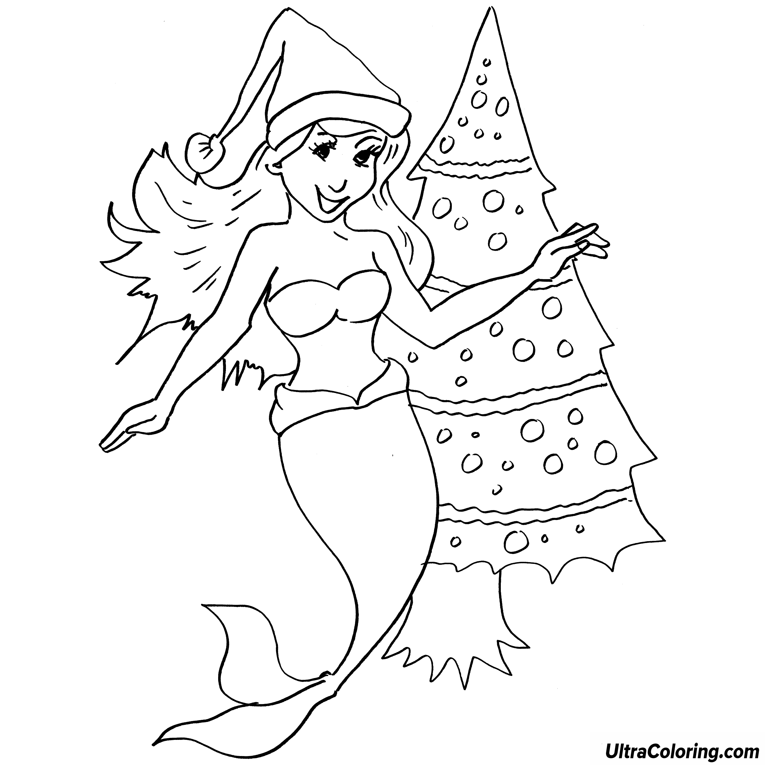 2560x2560 Printable Christmas Princess Ariel Coloring Pages Free For Girls