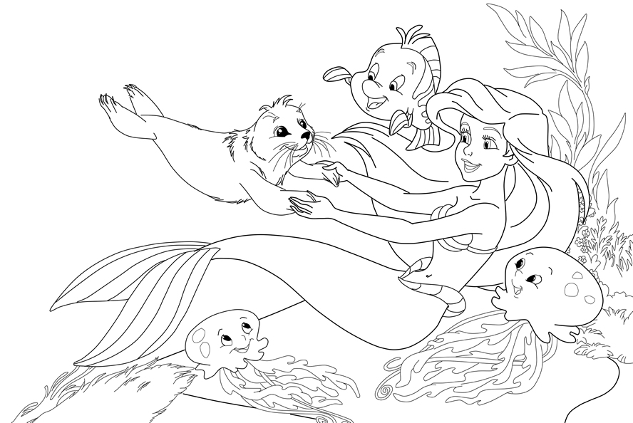 888x594 Ariel Coloring Pages