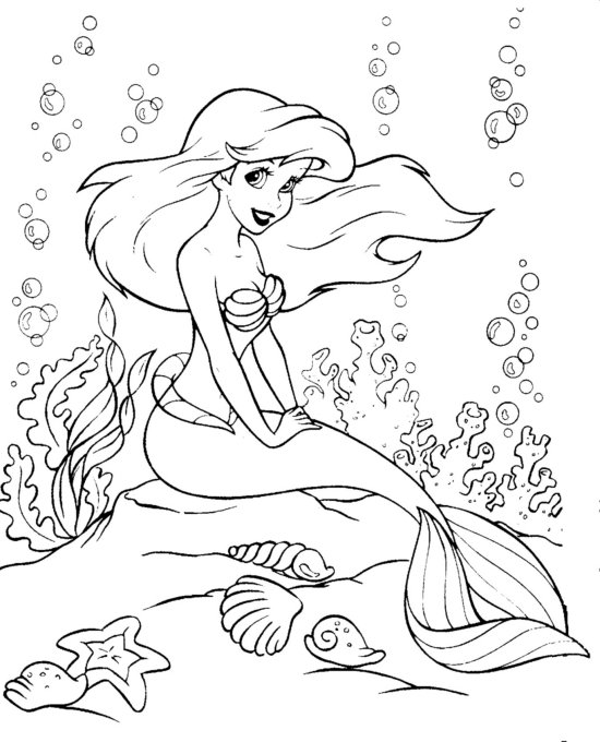 550x680 Ariel Little Mermaid Coloring Pages Coloring Page For Kids Kids