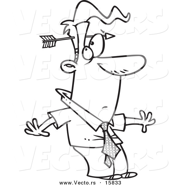600x620 Vector Of A Cartoon Arrow Through A Stunned Businessman's Head