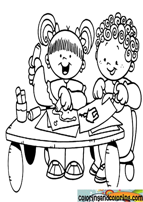 595x842 Children In Class Colouring Pages, Class Coloring Pages