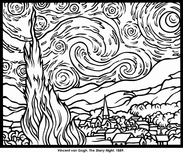 600x503 Art Pages To Color 30 Art Color Pages Art Supplies Pencils Paint