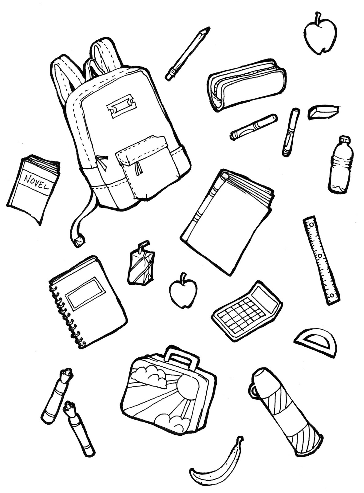 1184x1600 School Supplies Coloring Pages Free Printable 579300 Endear