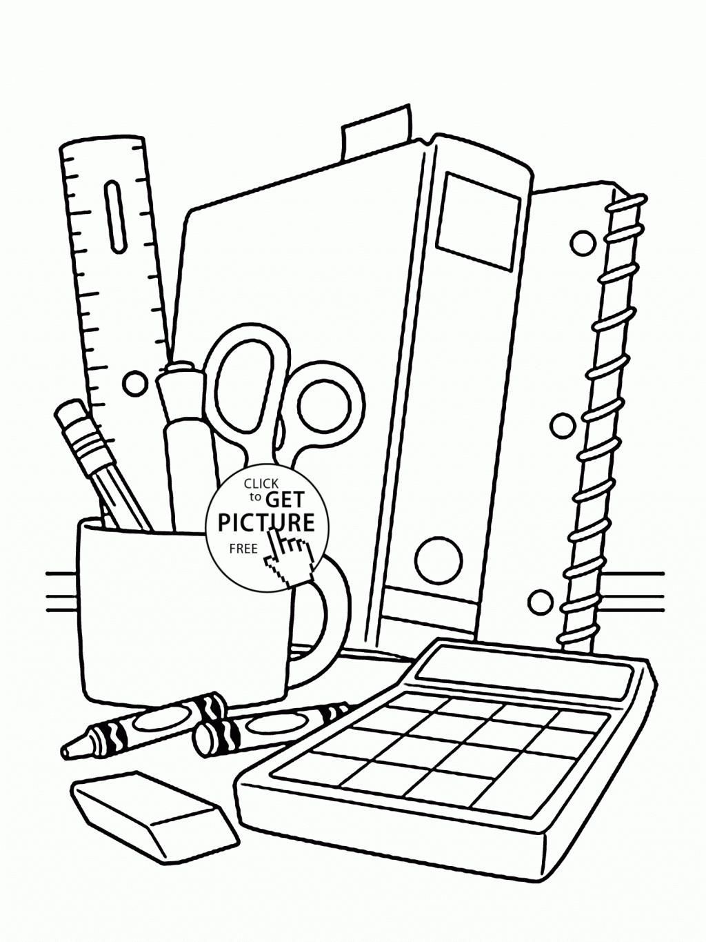 1024x1365 School Supplies Coloring Pages 49 With School Supplies Coloring
