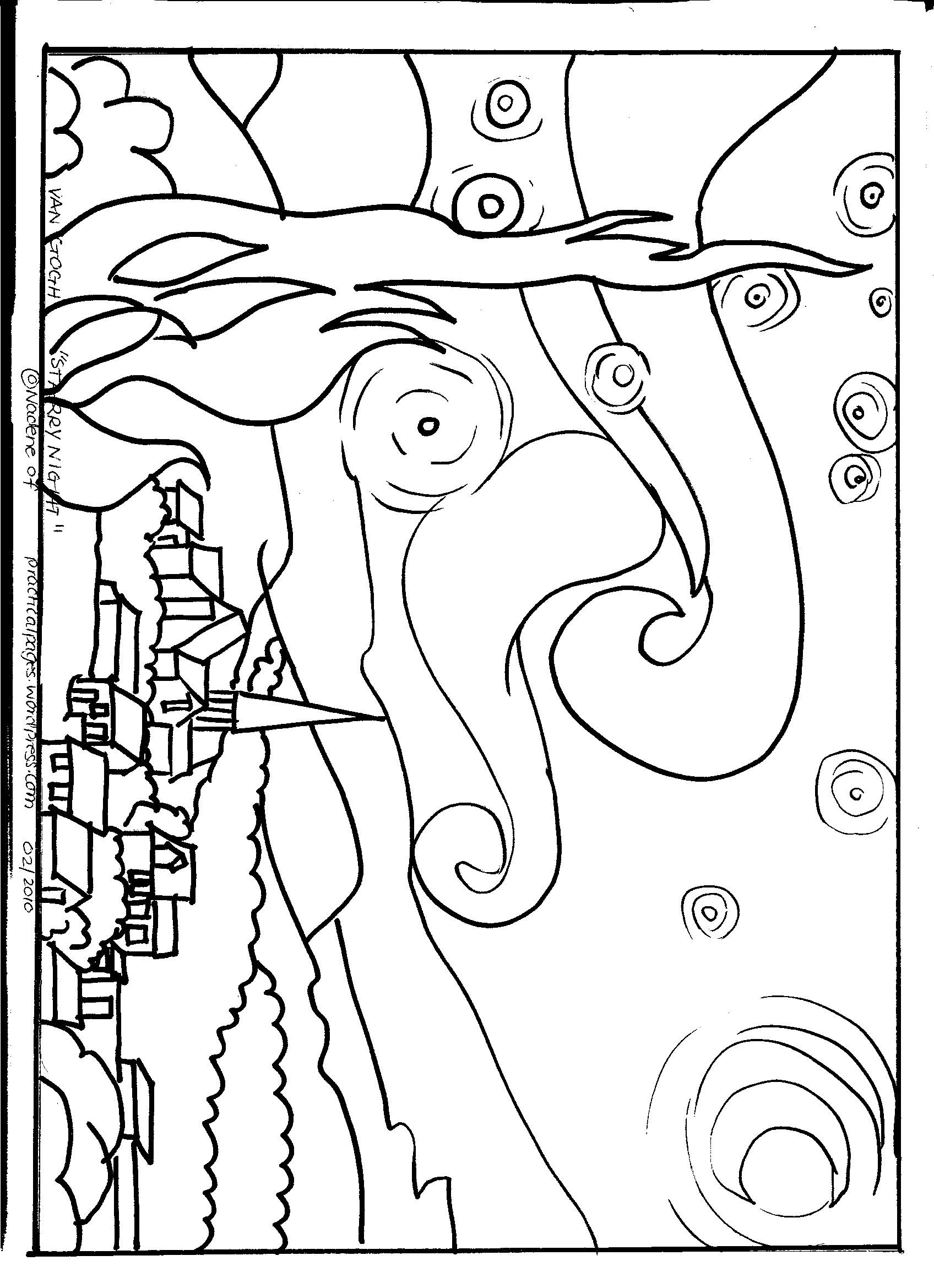 1696x2338 Remarkable Famous Artwork Coloring Pages Page Van Gogh Starry