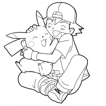 350x350 Pokemon Ash And Pikachu Coloring Pages