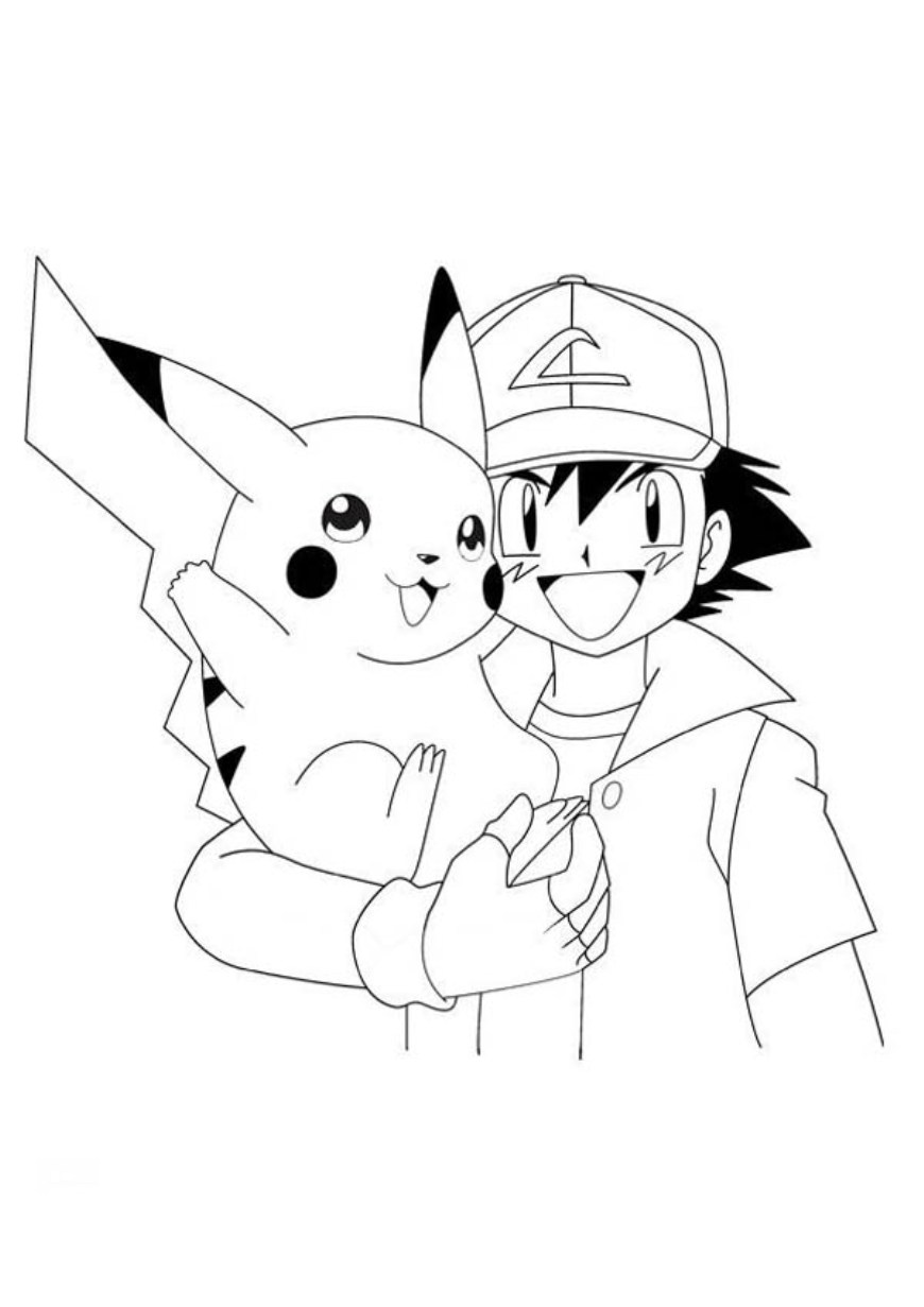 870x1231 Ash And Pikachu Coloring Page Ash And Pikachu Ash