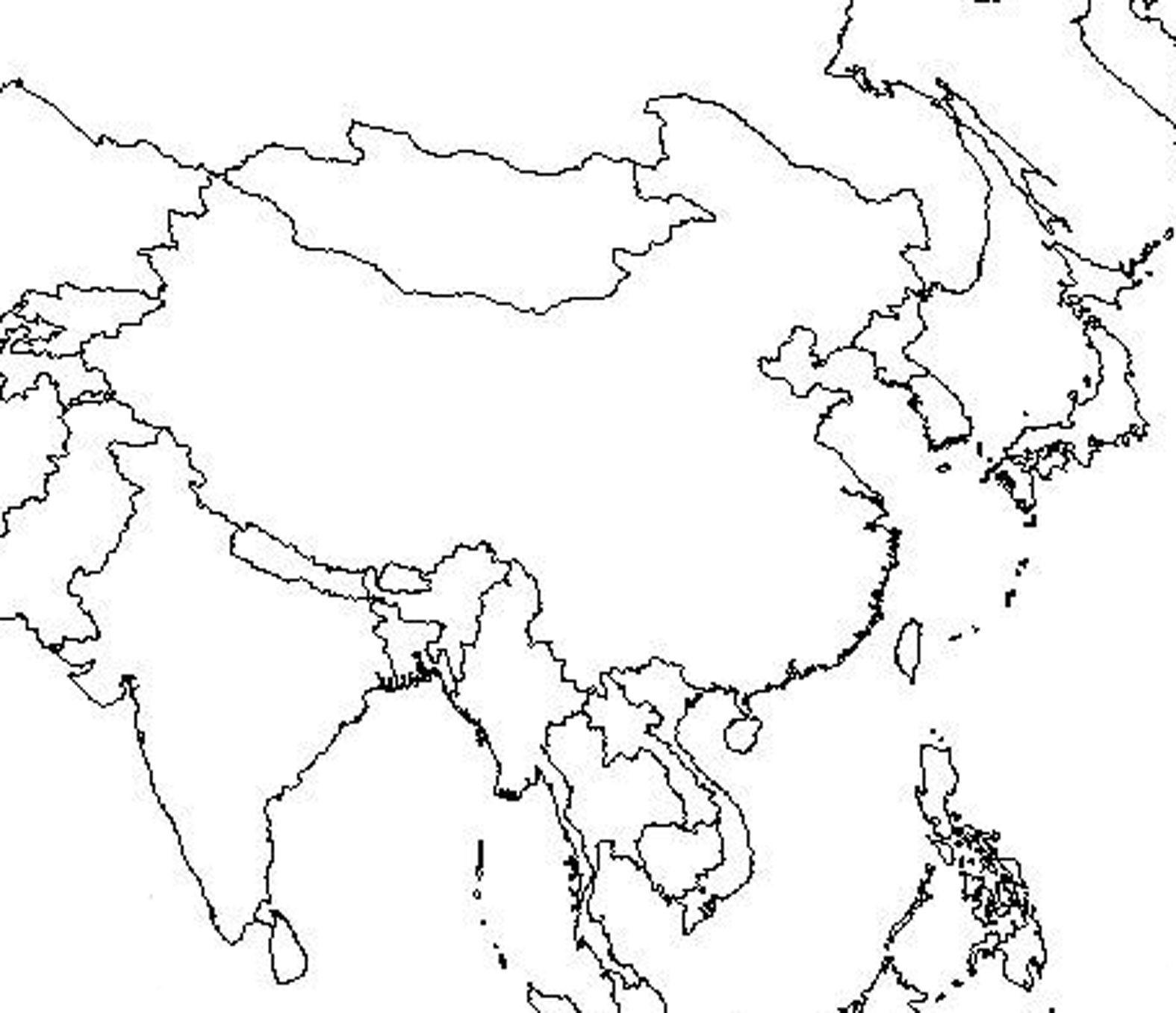 1575x1357 Outline Map Of Asia And Middle East Free Printable Coloring Page