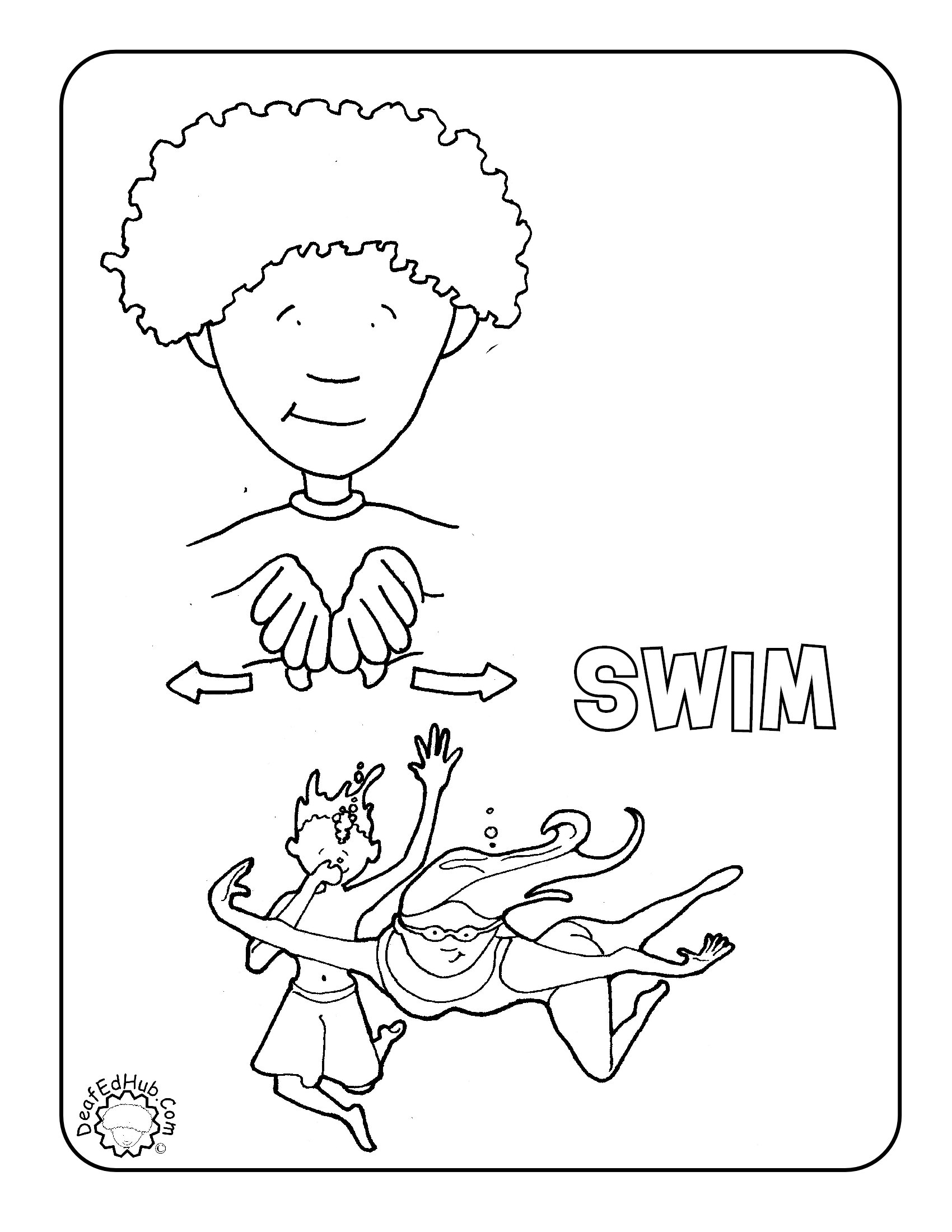 1700x2200 Asl Coloring Page For The Sign