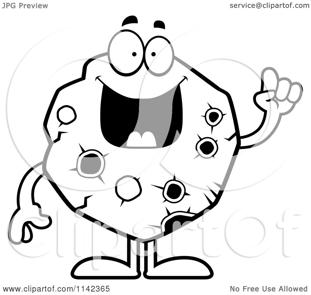 1080x1024 Cartoon Clipart Of A Black And White Asteroid With An Idea