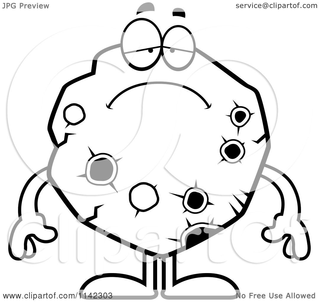 1080x1024 Cartoon Clipart Of A Black And White Depressed Asteroid