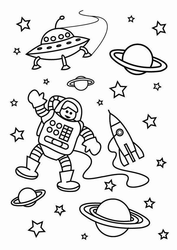 600x847 The Astronaut On The Outer Space Mission Coloring Page
