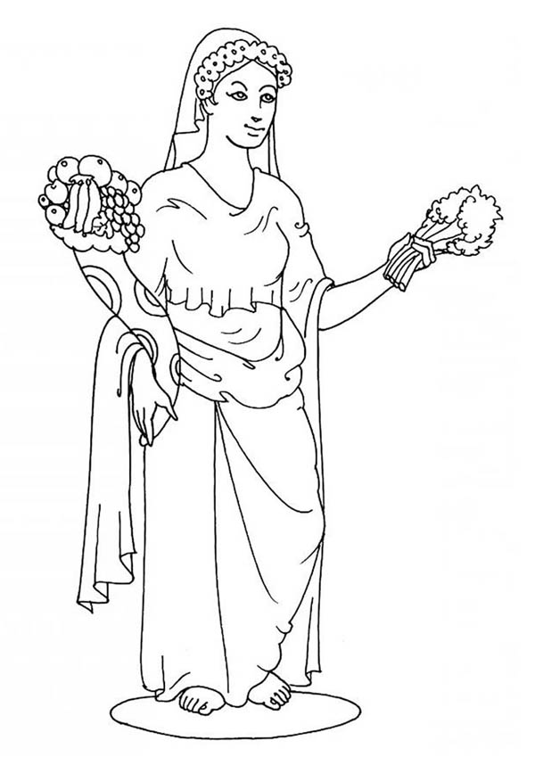 600x849 Goddes Demeter From Greek Gods And Goddesses Coloring Page