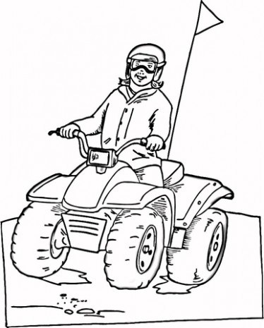 374x465 Riding On Atv Coloring Page Supercoloring @ Just Coloring