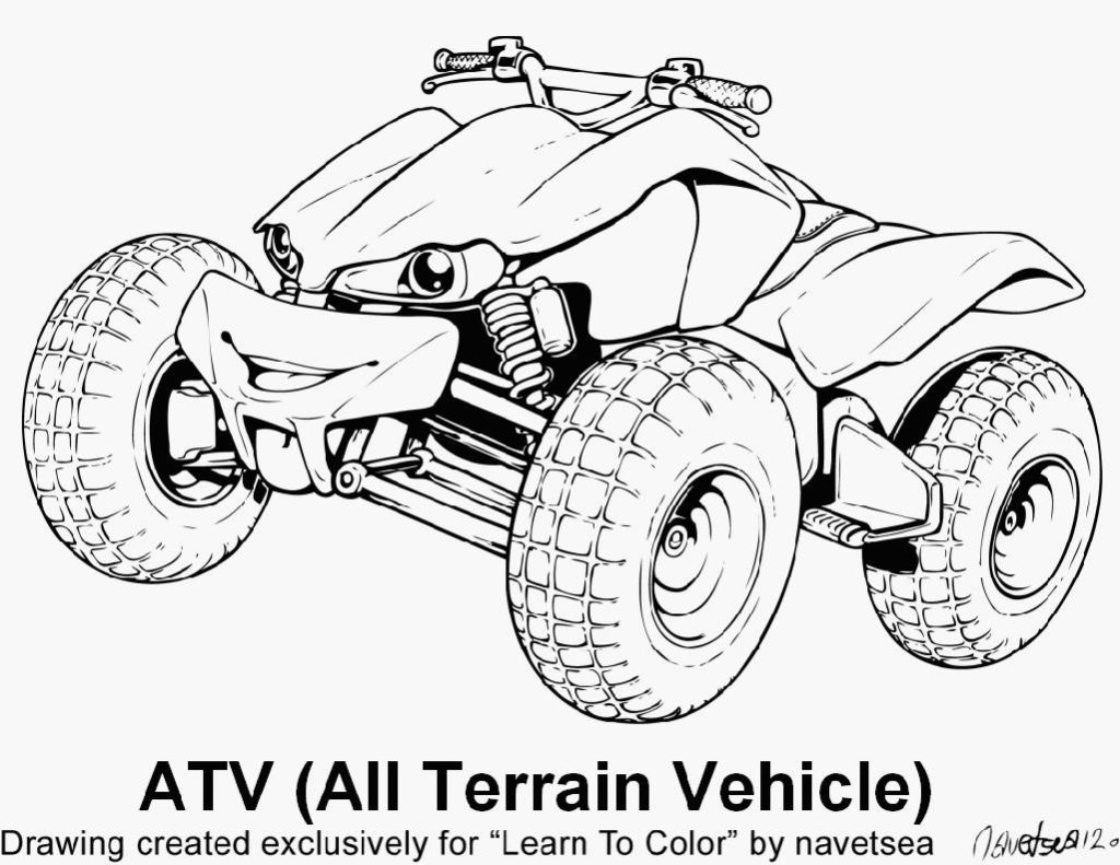 1024x791 Atv Coloring Page Sbmass 4 Wheeler In Style Noticeable Four