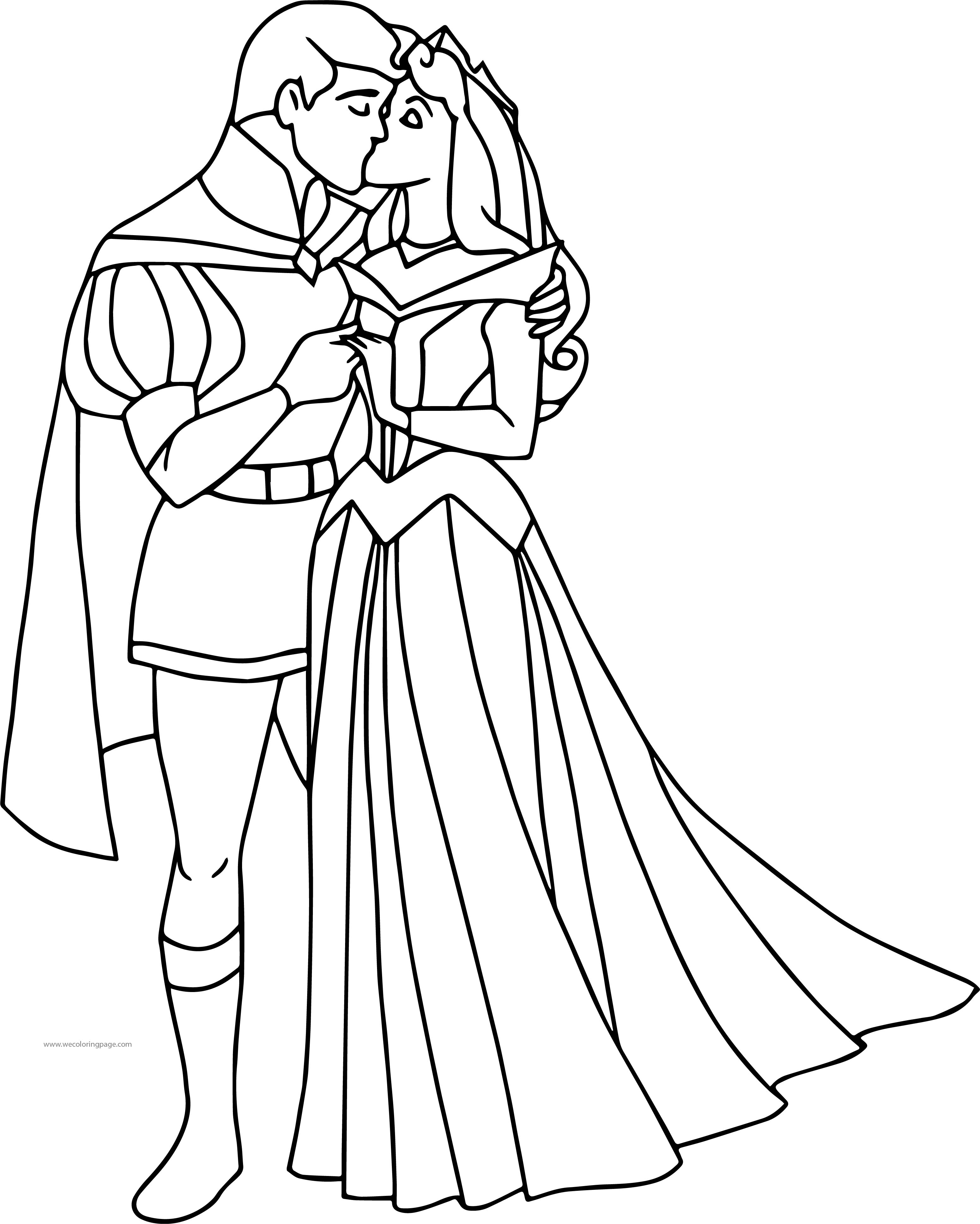 3101x3873 Disney Aurora And Phillip Kiss Coloring Pages Wecoloringpage